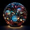 Mesmerizing Wallpaper of a Surreal World with Colorful Globes and Global Business Hubs