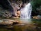 Mesmerizing waterfall amid Dehradun\\\'s jungles, Shikhar Fall tourist spot. Silky cascading water captured in a stunning long-