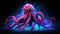 Mesmerizing World of a Magic Huge Octopus with Neon Colors