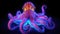 Mesmerizing World of a Magic Huge Octopus with Neon Colors