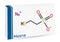 Mesna drug molecule. Skeletal chemical formula. Paper packaging for drugs