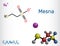 Mesna drug molecule. Structural formula, molecule model