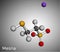 Mesna molecule. It is used to reduce the negative effects of some anticancer drugs on the bladder. Molecular model. 3D rendering