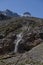 Meson Alto Glacier, located in beautiful high mountains in Cajon del Maipo, Santiago de Chile in the Andes mountain range, Chilean