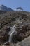 Meson Alto Glacier, located in beautiful high mountains in Cajon del Maipo, Santiago de Chile in the Andes mountain range, Chilean