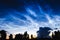 Mesospheric clouds in the darkening evening sky, a rare natural phenomenon, soft focus