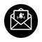 Message, alert, mail, user icon. Black vector design