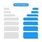Message bubble for text. Chat or messenger in phone. Box for sms and speech. Interface for social app-talk. Blue and gray template