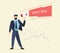 The Message. Businessman communicates through a megaphone. Concept business illustration