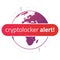 Message cryptolocker alert on the background of a world map.
