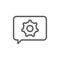 Message with gear wheel, faq, technical assistance line icon.