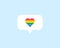 Message icon with heart in pride colours. Social media likes in pride colours. Vector illustration