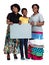 A message for the ladies. Studio shot of two african women with a teenage girl holding a blank board.