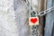 Message of love in the padlock closed