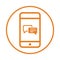 Message, mobile, chat, comment, feedback icon. Orange vector sketch.