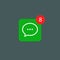 Message notification alert icon. Bell mobile bubble new message symbol