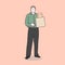 Messenger and delivery man holding box illustration deliver and shipping