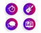 Messenger, Electric guitar and Timer icons set. Creative design sign. Vector