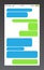 Messenger short message service bubbles. Text chat sms boxes. Empty messaging bubles template.