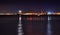 Messina harbor and lighthouse at night