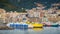 MESSINA, ITALY - NOVEMBER 06, 2018 - Panoramic view of the buildings on the side of the port in Sicily where big ferry ships are