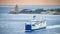 MESSINA, ITALY - NOVEMBER 06, 2018 - Panoramic view of the port in Sicily and the big ferry ship boat