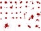 Messy blood blot collection, red drops on white background. Vector illustration, maniac style, isolated