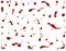 Messy blood blot collection, red drops on white background. Vector illustration, maniac style, isolated