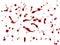 Messy blood blot, red drops on white background. Vector illustration, maniac style