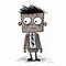 Messy Cartoon Businessman: A Gloomy, Primitive Art Style With Necronomicon Illustrations