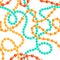 Messy colorful tangled bead necklaces seamless pattern, vector