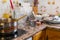 Messy kitchen in domestic household