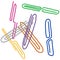 Messy scattered colorful paperclips. Dispersed paper clips