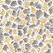 Messy vector seamless pattern with black and gold glitter hand painted strokes.