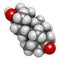Mesterolone androgen molecule. 3D rendering. Atoms are represented as spheres with conventional color coding: hydrogen white,.