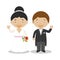 Mestizo newlywed couple in cartoon style Vector illustration