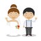 Mestizo newlywed couple in cartoon style Vector illustration