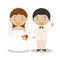 Mestizo newlywed couple in cartoon style Vector illustration