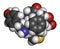 Met-enkephalin endogenous opioid peptide molecule. 3D rendering. Atoms are represented as spheres with conventional color coding:.