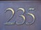 Metal 235 Street Number on Wall