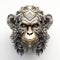 Metal 3d Rendered Chimpanzee: Ornate Complexity And Tattoo-inspired Design