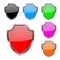 Metal 3d shields. Set of colored safety symbols