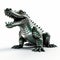 Metal Alligator 3d Model With Green Mouth On White Background