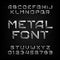 Metal alphabet font. Chrome effect letters and numbers.