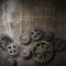 Metal background with rusty gears