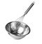 Metal balloon whisk and bowl on white background