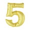 Metal balloon on a white background. Gold number eight 5. Discounts, sales, holidays, anniversaries.