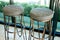 Metal bar stool with leather seat