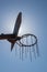 Metal basketball hoop, backlit photo