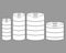 Metal beer kegs vector icons. Outline black and white illustrations Ð¾n blank background. Various models.